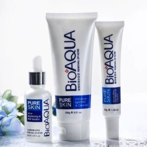Kit anti acné bioaqua pure skin (jabón facial, sérum, crema)