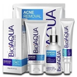 Kit facial Anti acné bioaqua 4 productos (Jabón,sérum, crema, velo facial)