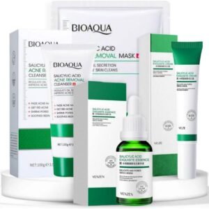 Kit facial ácido salicílico 4 productos (Jabón, sérum,crema, velo facial)