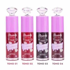 Tinta de labios Diamond Purpure con lindo diseño que te va a enamorar, luce tus labios con rojo vibrante y natural, viene en 4 diferentes tonos, además, huele delicioso e hidrata, ya que contiene vitamina E,